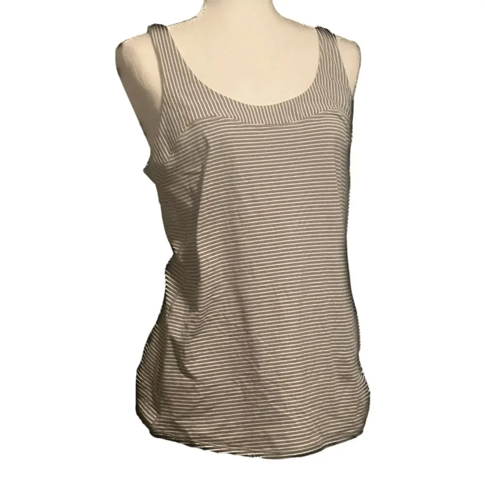 Lululemon Women's First Base Racerback Tank Gray and White Striped Size 8